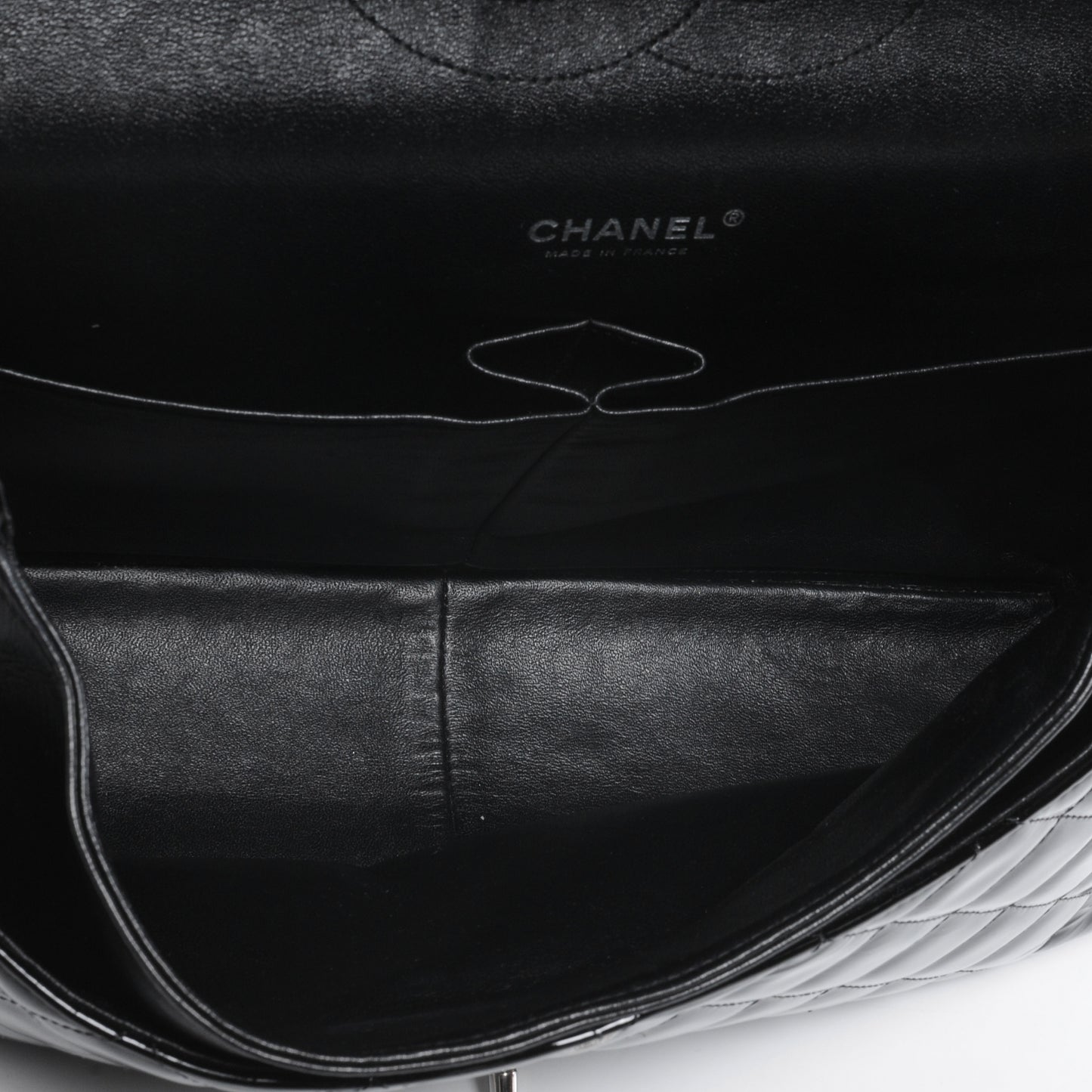 Patent Quilted Maxi Double Flap Black