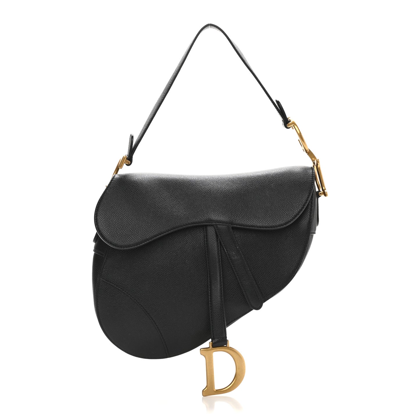 Grained Calfskin Saddle Bag Black