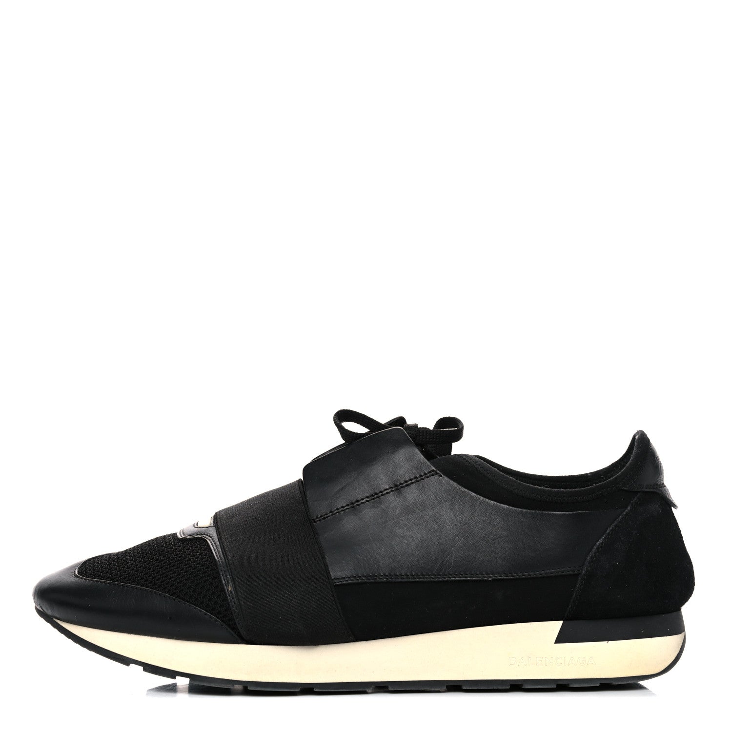 Balenciaga Mesh Calfskin Neoprene Suede Mens Race Runner Sneakers 45 Black 1 of 23