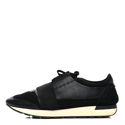 Balenciaga Mesh Calfskin Neoprene Suede Mens Race Runner Sneakers 45 Black 1 of 23
