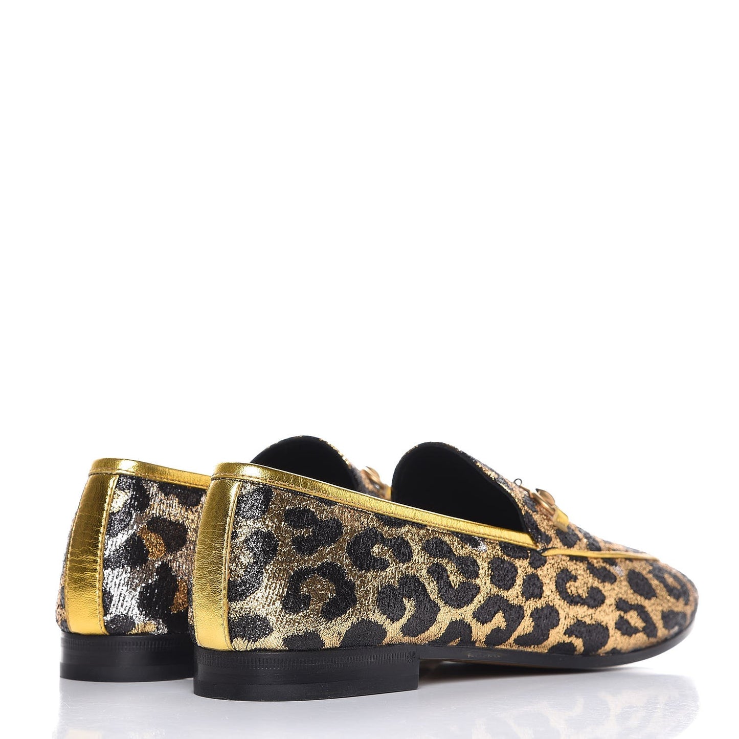 Jacquard Leopard Print Horsebit Jordaan Loafers 41 Gold