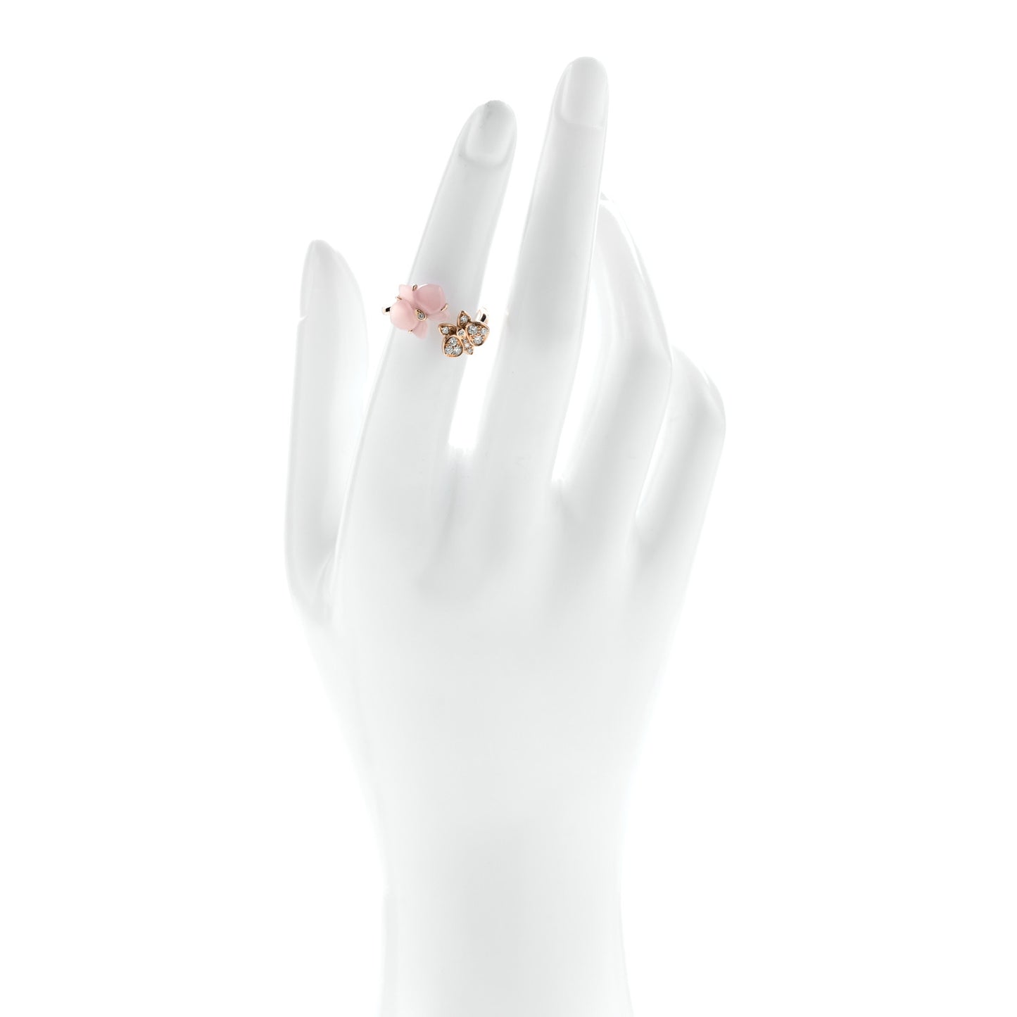 18K Pink Gold Diamond Pink Chalcedony Caresse D'Orchidees Par Cartier Ring 50 5.25