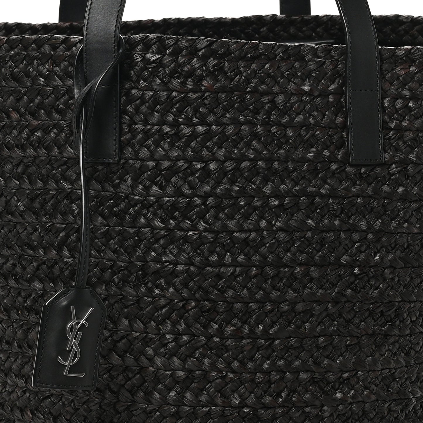 Raffia Medium Panier Bag Black