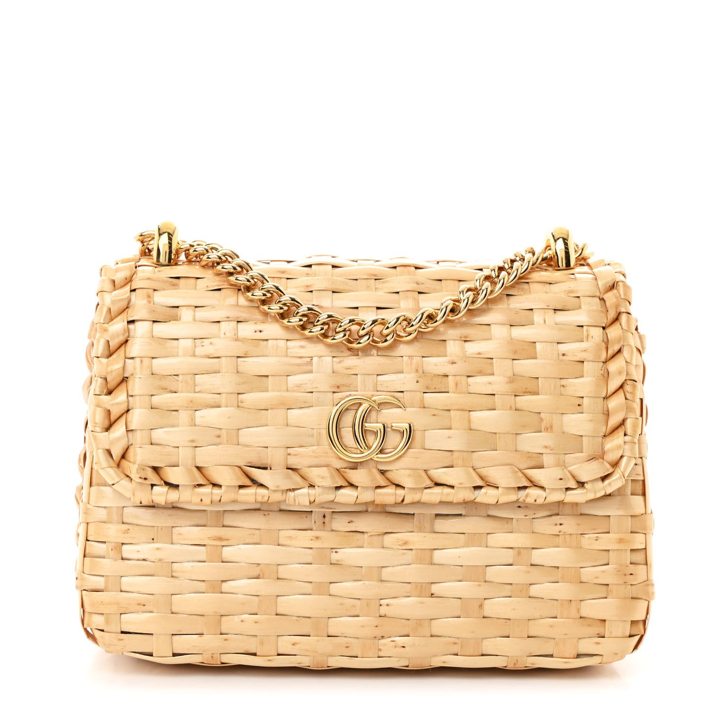 Glazed Wicker Mini Cestino Shoulder Bag Natural