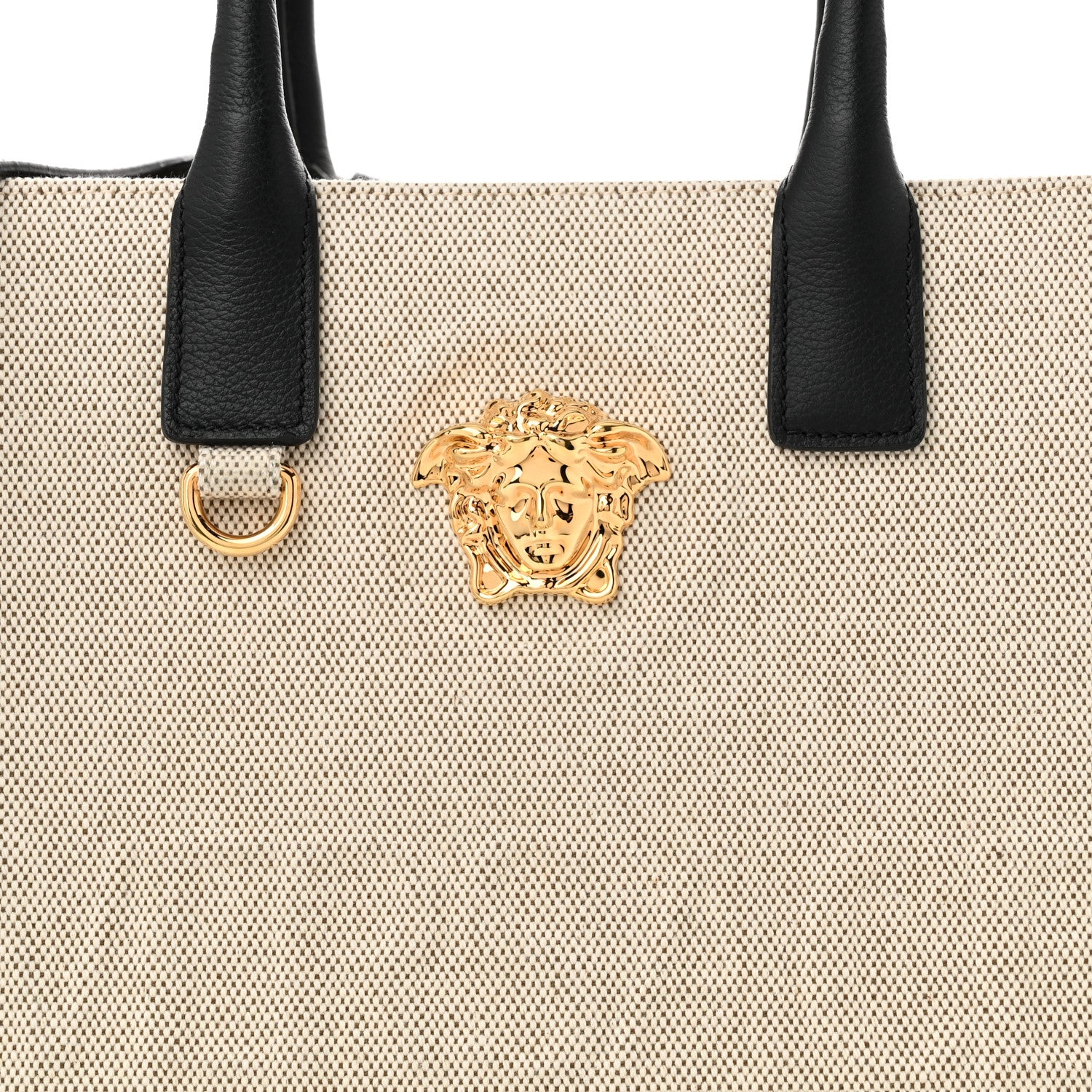 Versace Canvas Calfskin La Medusa Small Tote Bag Beige 7 of 9