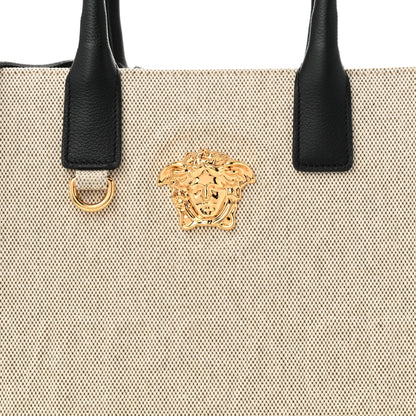 Versace Canvas Calfskin La Medusa Small Tote Bag Beige 7 of 9