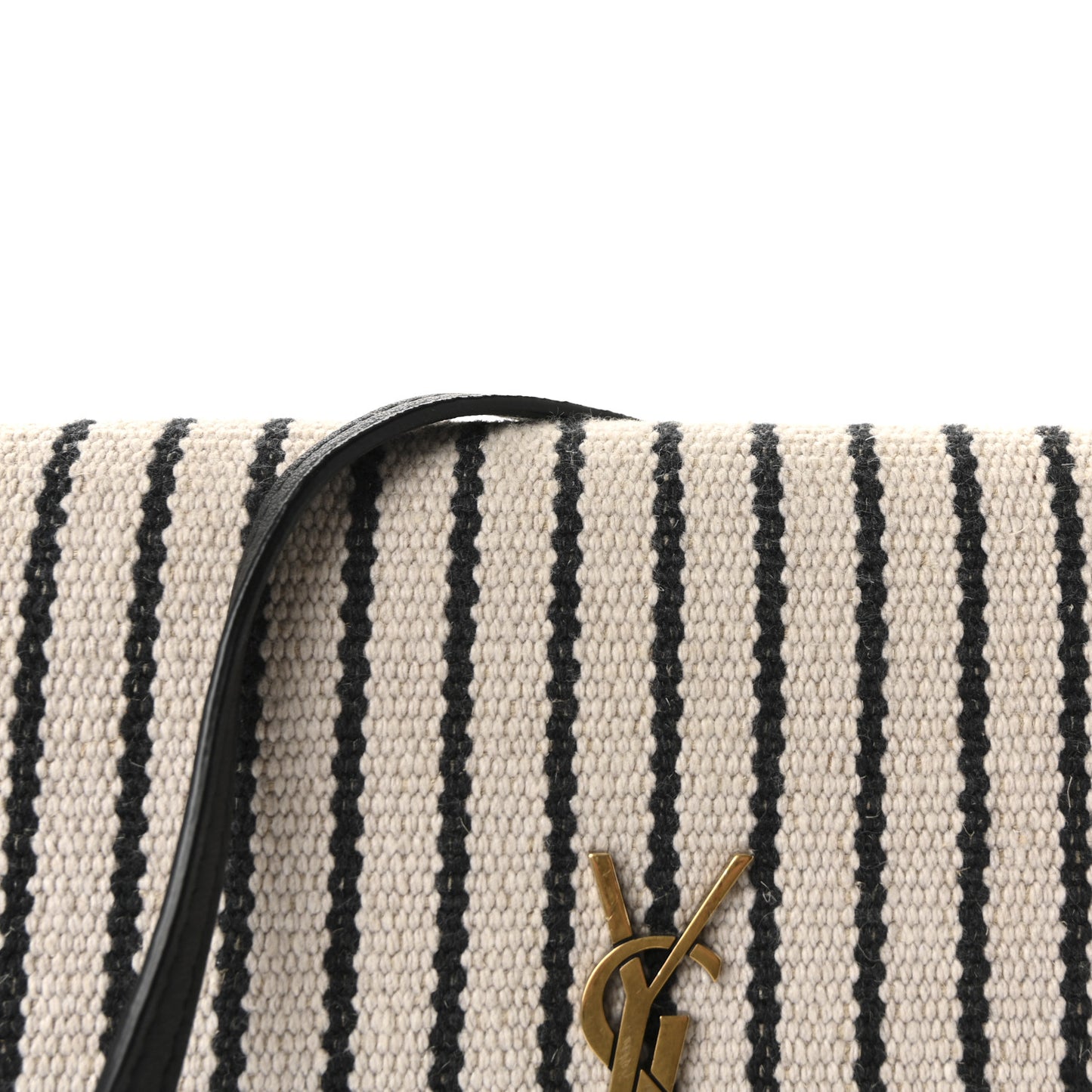 Canvas Striped Phone Holder Crossbody Beige Black