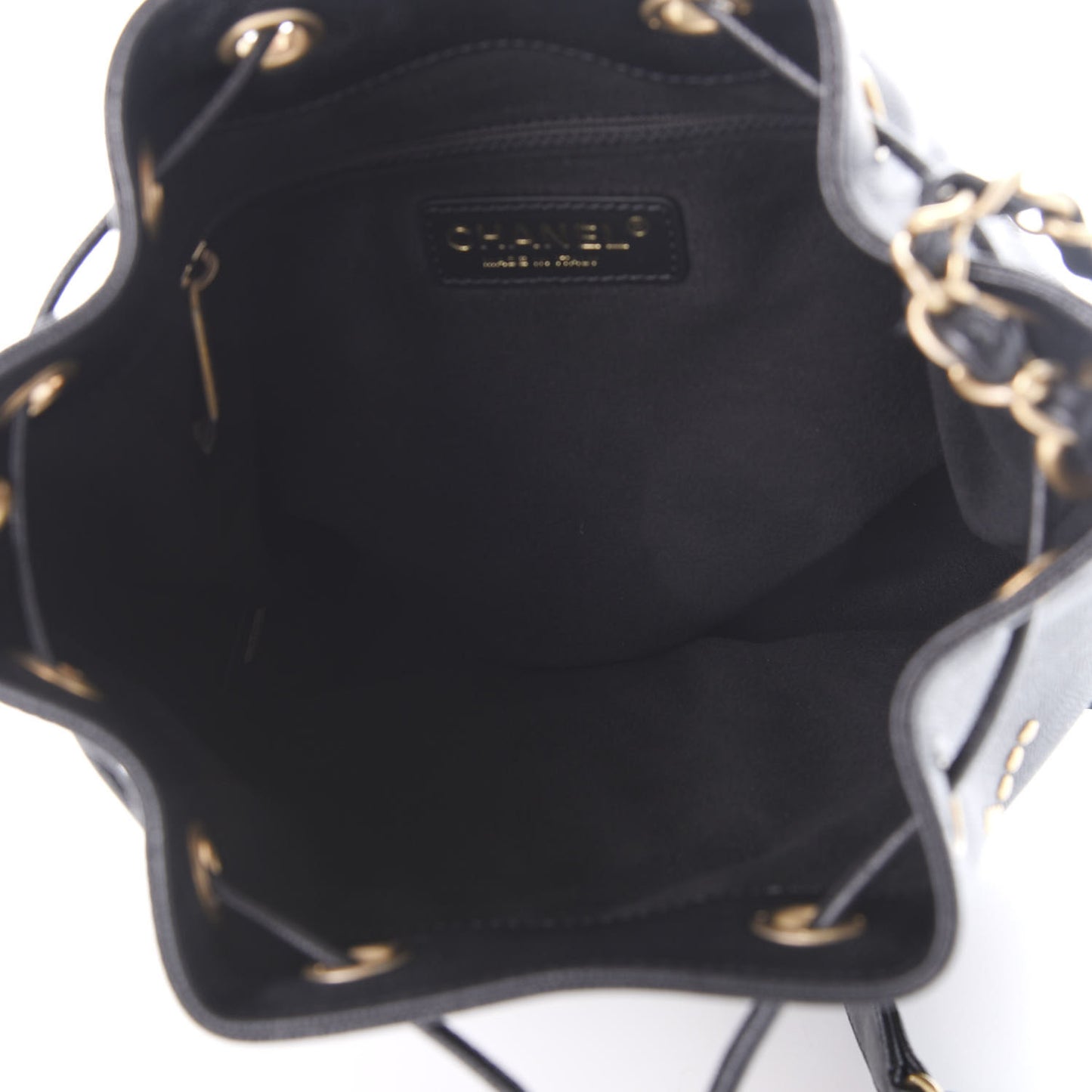 Caviar Deauville Drawstring Bucket Bag Black