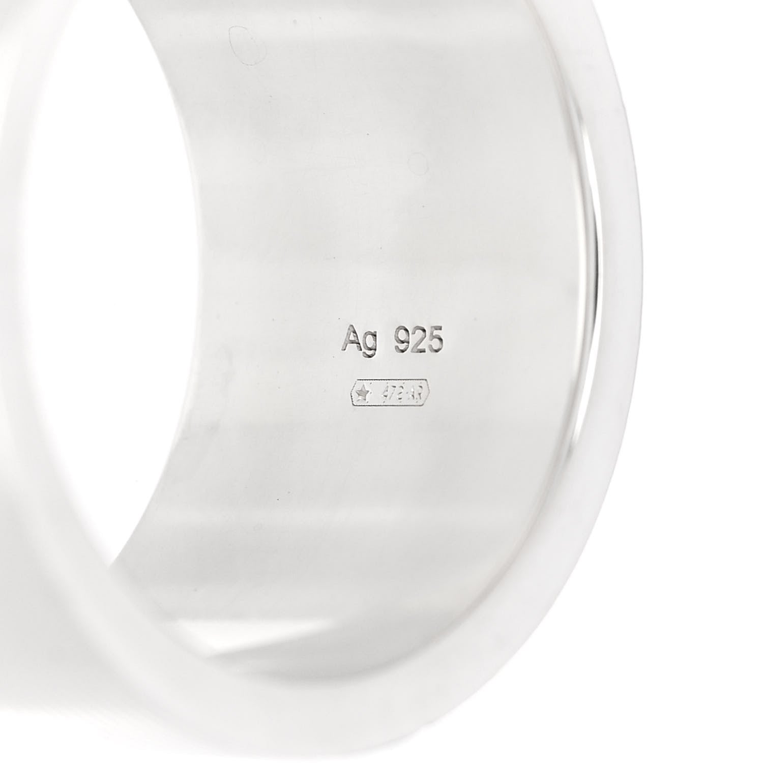 Gucci Sterling Silver 12mm Trademark Wide Band Ring 54 7 4 of 6