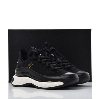 Chanel Velvet Calfskin Mixed Fibers CC Sneakers 37 Black 13 of 13