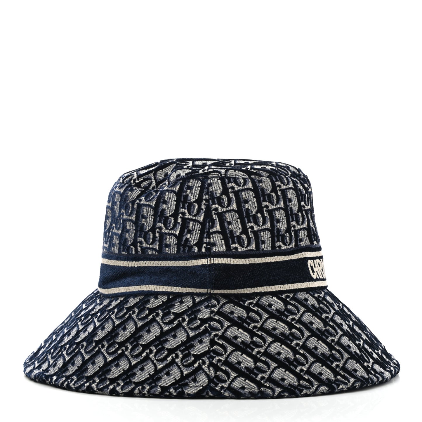 Velvet Oblique Large Brim Bucket Hat 58 Bleu Marine