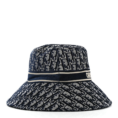Christian Dior Velvet Oblique Large Brim Bucket Hat 58 Bleu Marine 5 of 9