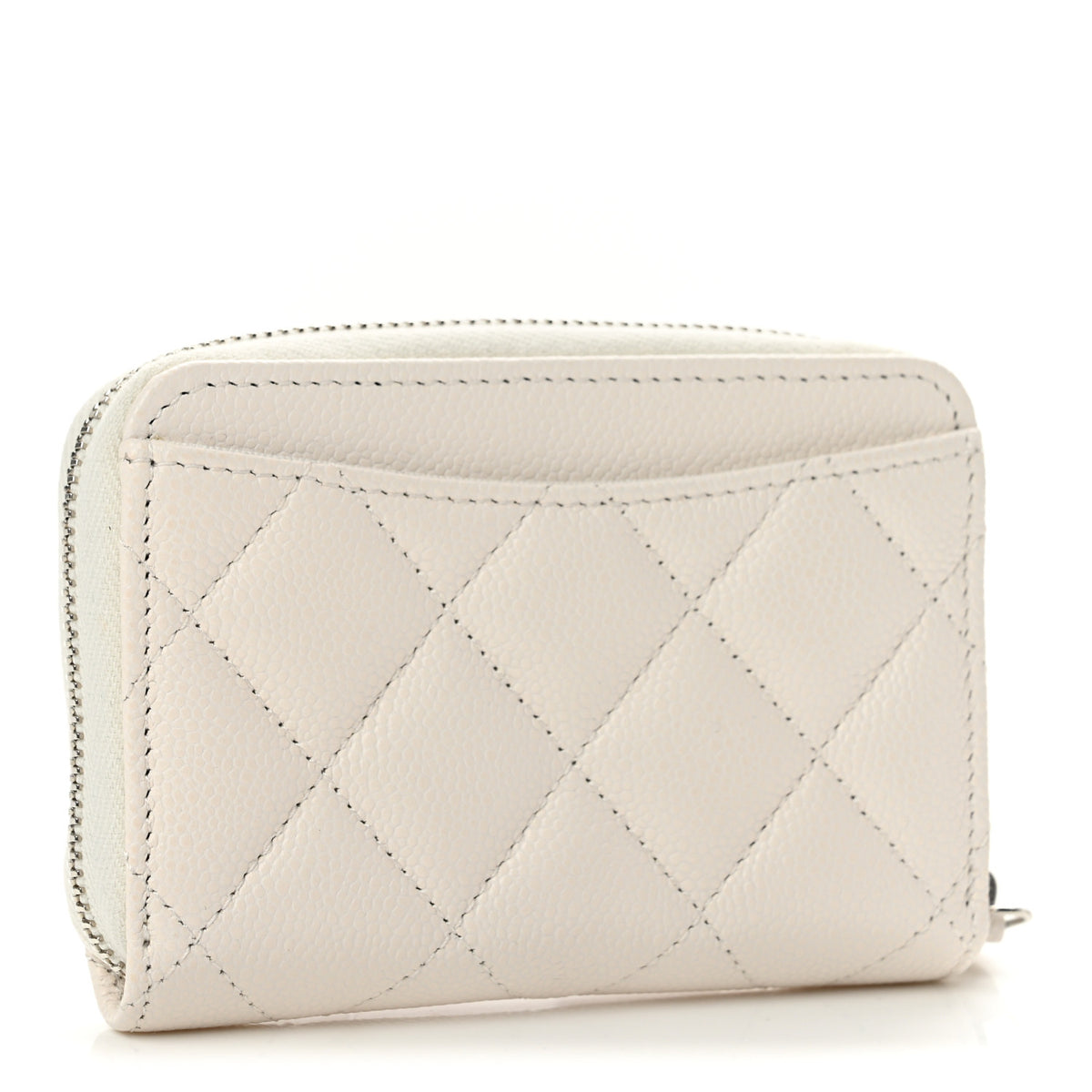 Caviar Quilted Zip Around Coin Purse White