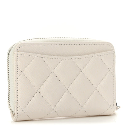 Chanel Caviar Quilted Zip Around Coin Purse White 3 of 8