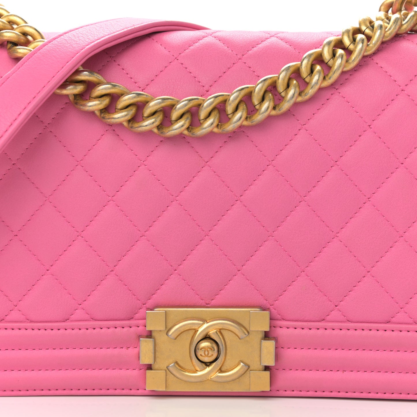 Calfskin Quilted Medium Boy Flap Pink