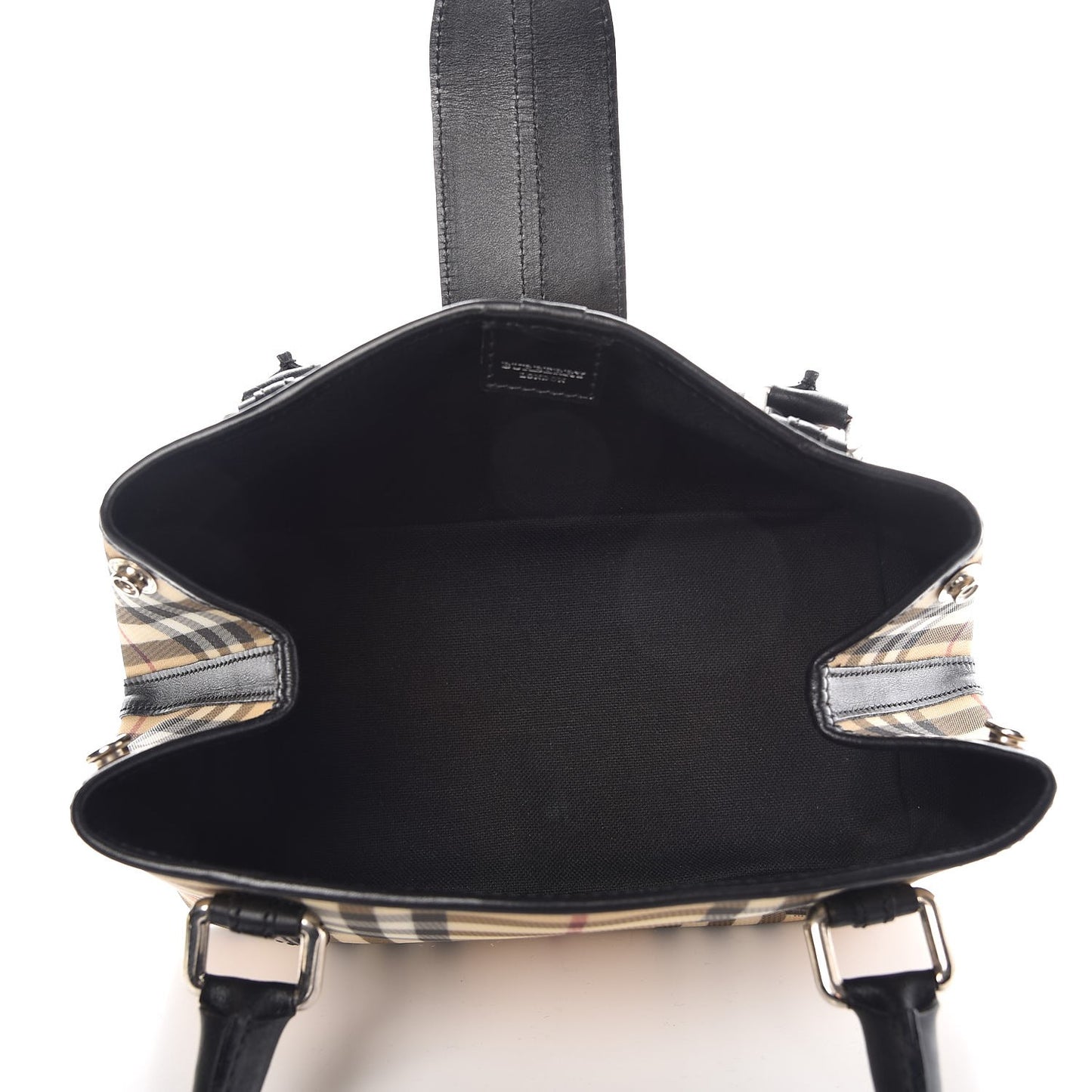 House Check Small Buckle Tote Black
