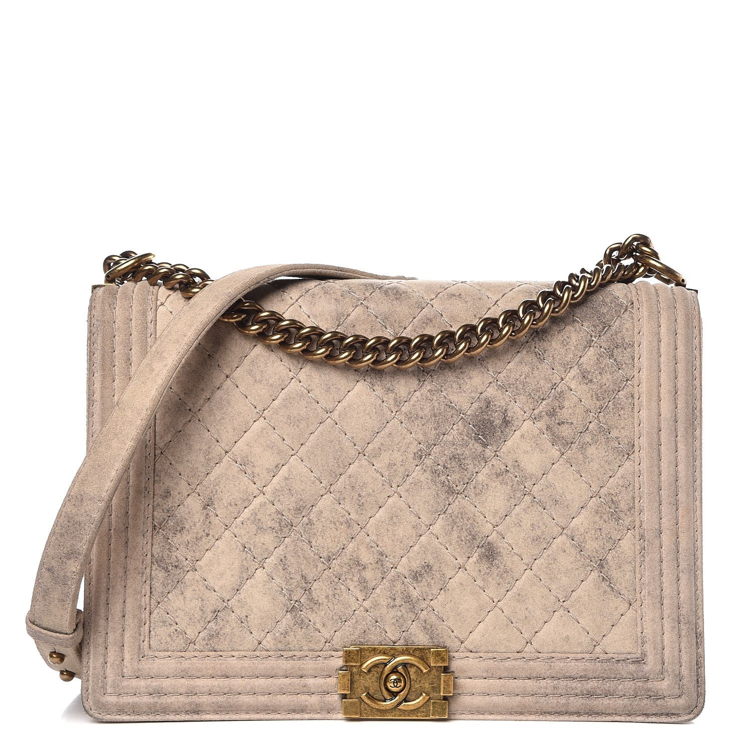 Chanel Iridescent Calfskin Quilted Large Boy Flap Beige 1 of 11
