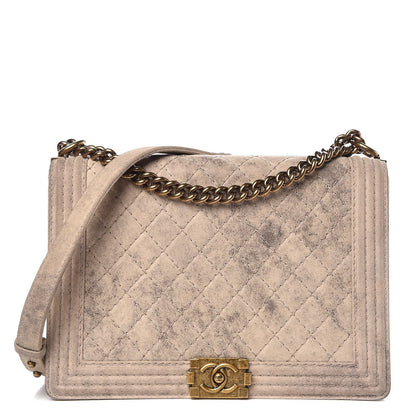Chanel Iridescent Calfskin Quilted Large Boy Flap Beige 1 of 11