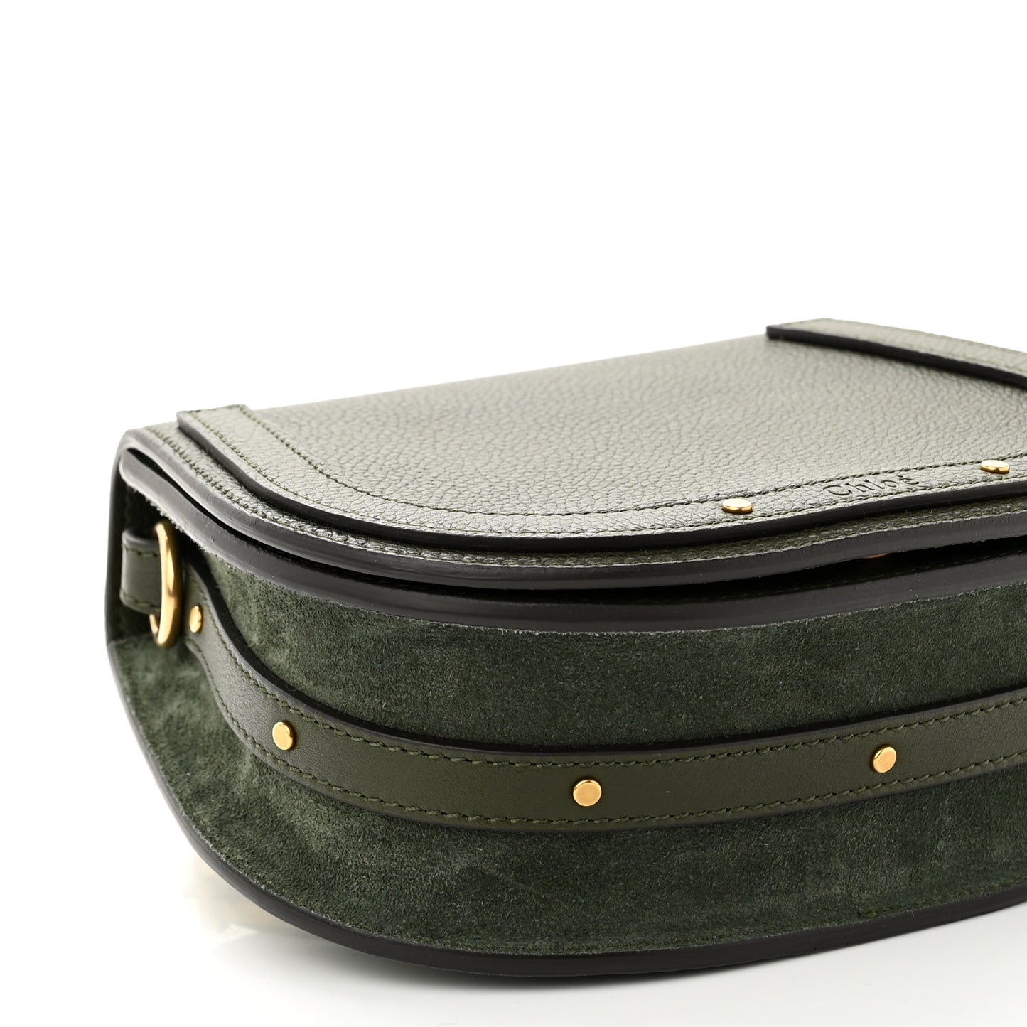 Calfskin Suede Small Nile Bracelet Bag Forest Green