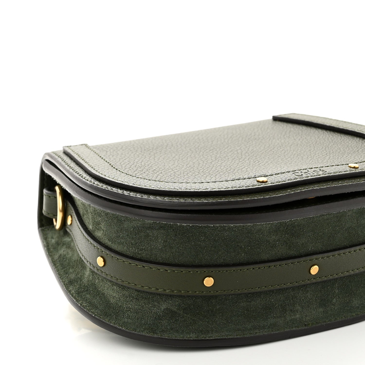 Chloe Calfskin Suede Small Nile Bracelet Bag Forest Green 9 of 11