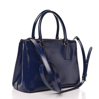 Prada Saffiano Vernice Small Double Zip Galleria Tote Inchiostro 3 of 12