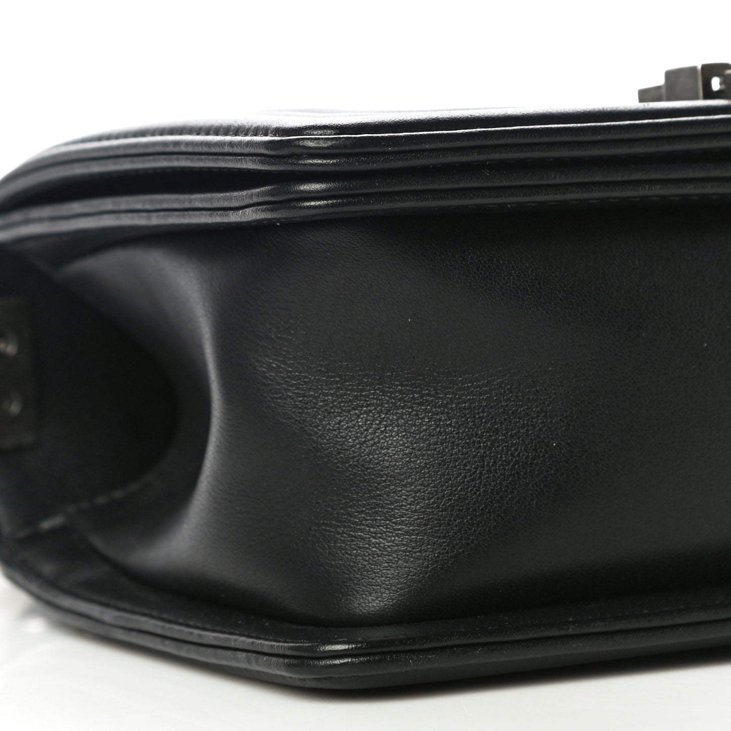 Calfskin Quilted Small Boy Flap Black