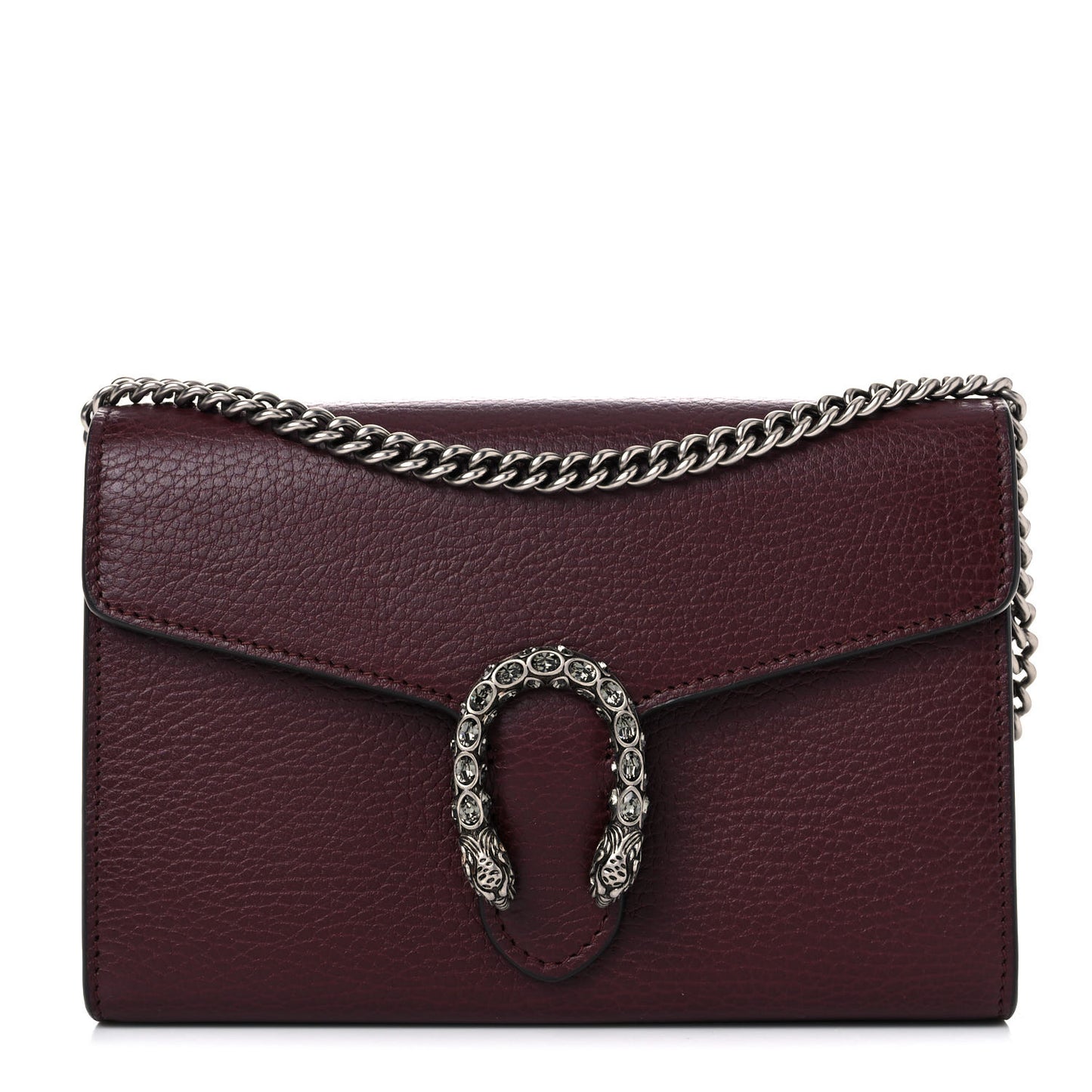Dollar Calfskin Crystal Mini Dionysus Chain Wallet Vintage Bordeaux