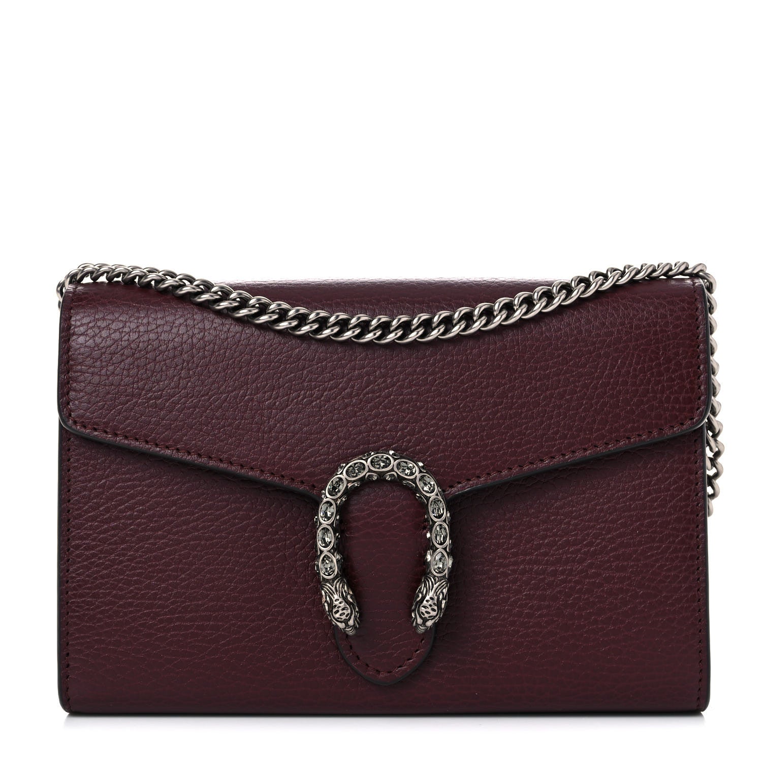 Gucci Dollar Calfskin Crystal Mini Dionysus Chain Wallet Vintage Bordeaux 1 of 9