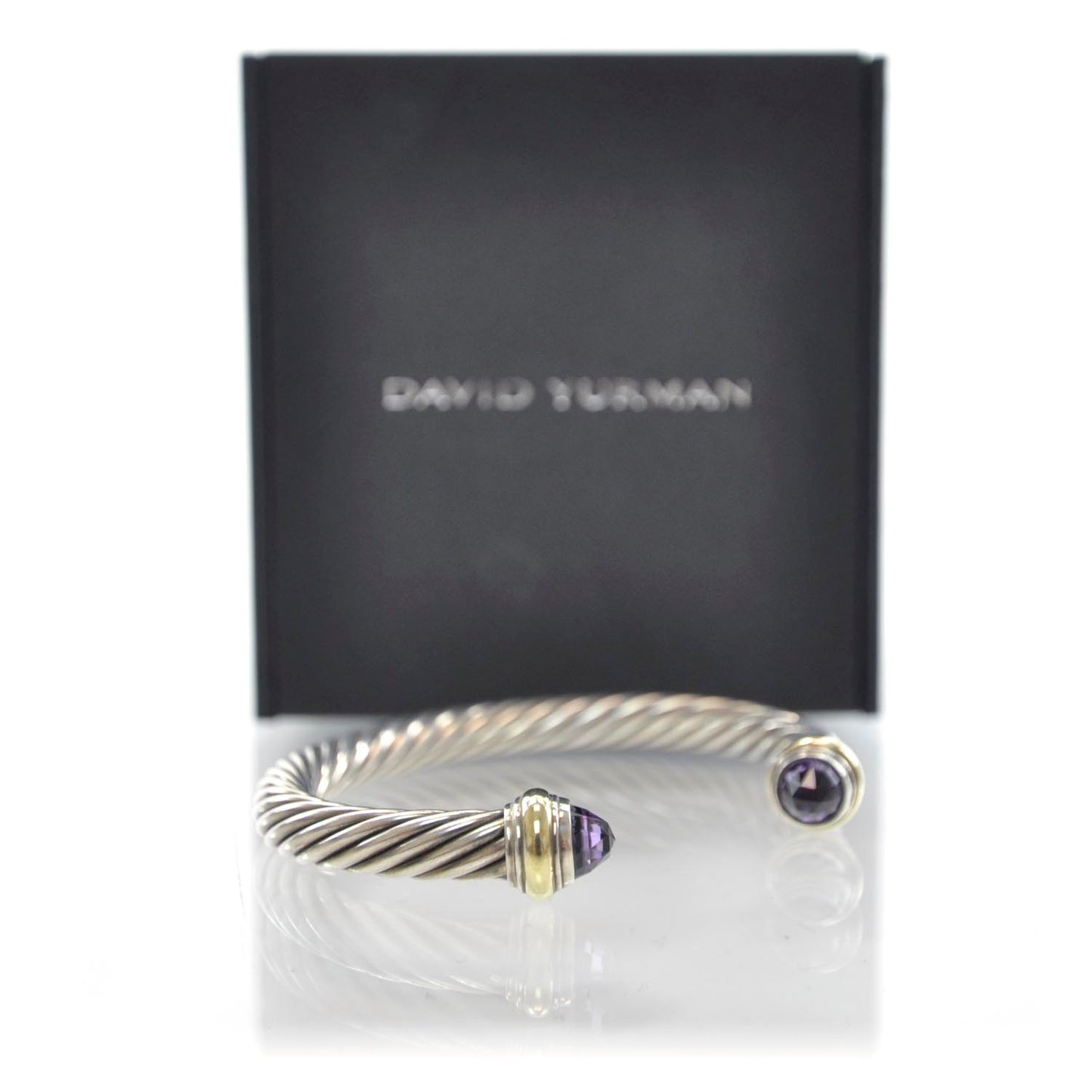 Sterling Silver 14k Gold Amethyst Cable Cuff