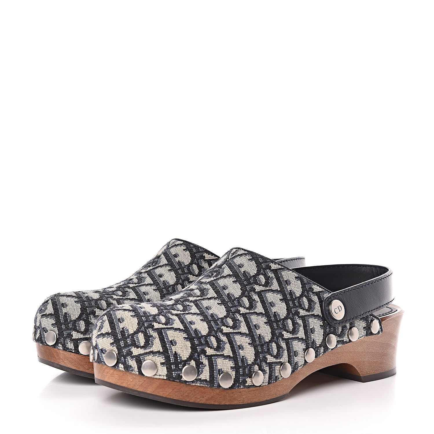Christian Dior Canvas Oblique Diorquake 20mm Slingback Clogs 38 Deep Blue 3 of 8