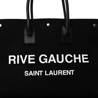 Saint Laurent Linen Calfskin Rive Gauche Tote Black 7 of 13