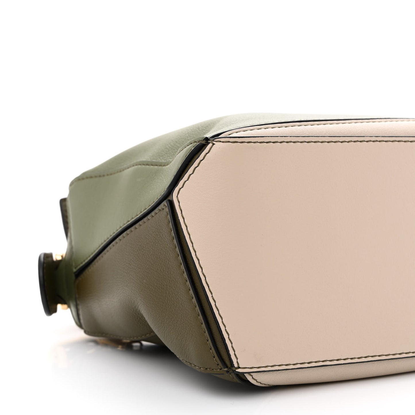 Grained Calfskin Small Puzzle Bag Autumn Green Light Oat