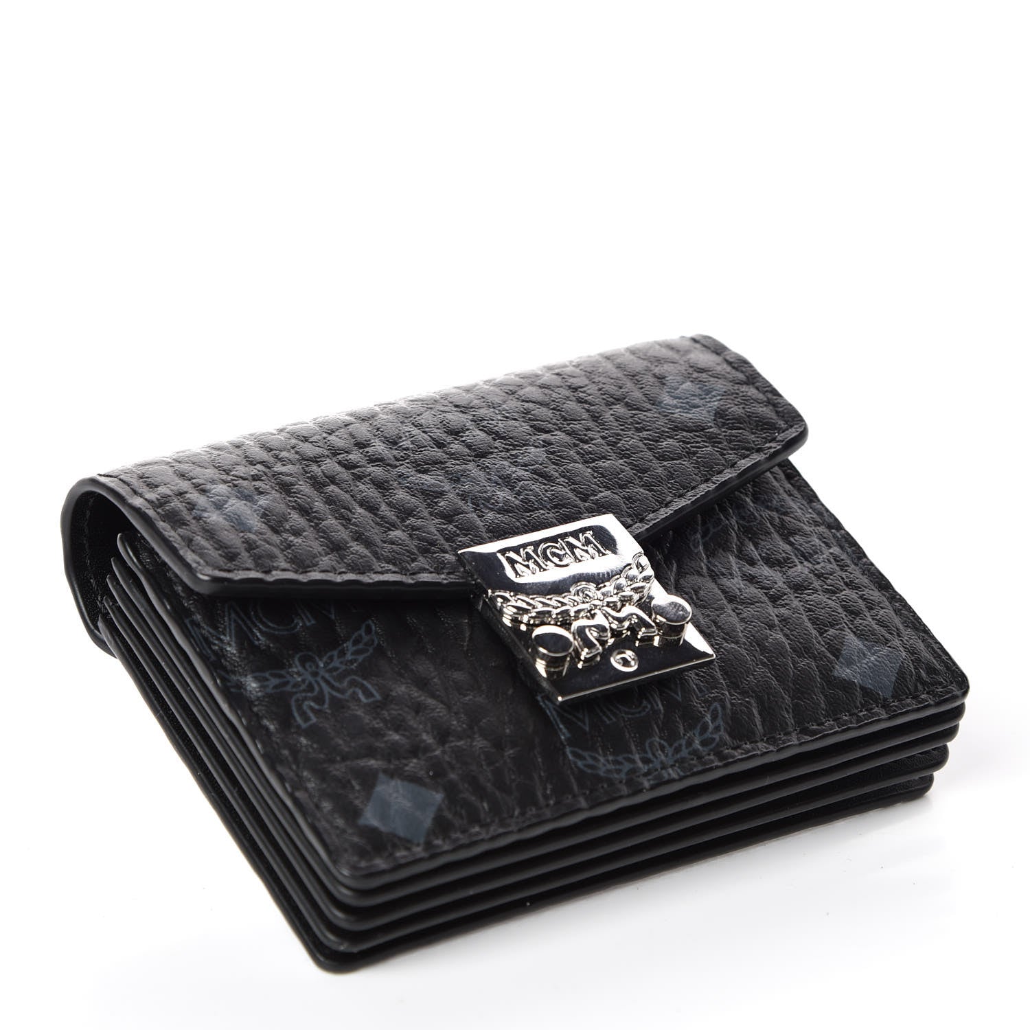 MCM Visetos Mini Accordion Card Wallet Black 4 of 6
