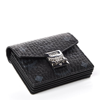 MCM Visetos Mini Accordion Card Wallet Black 4 of 6