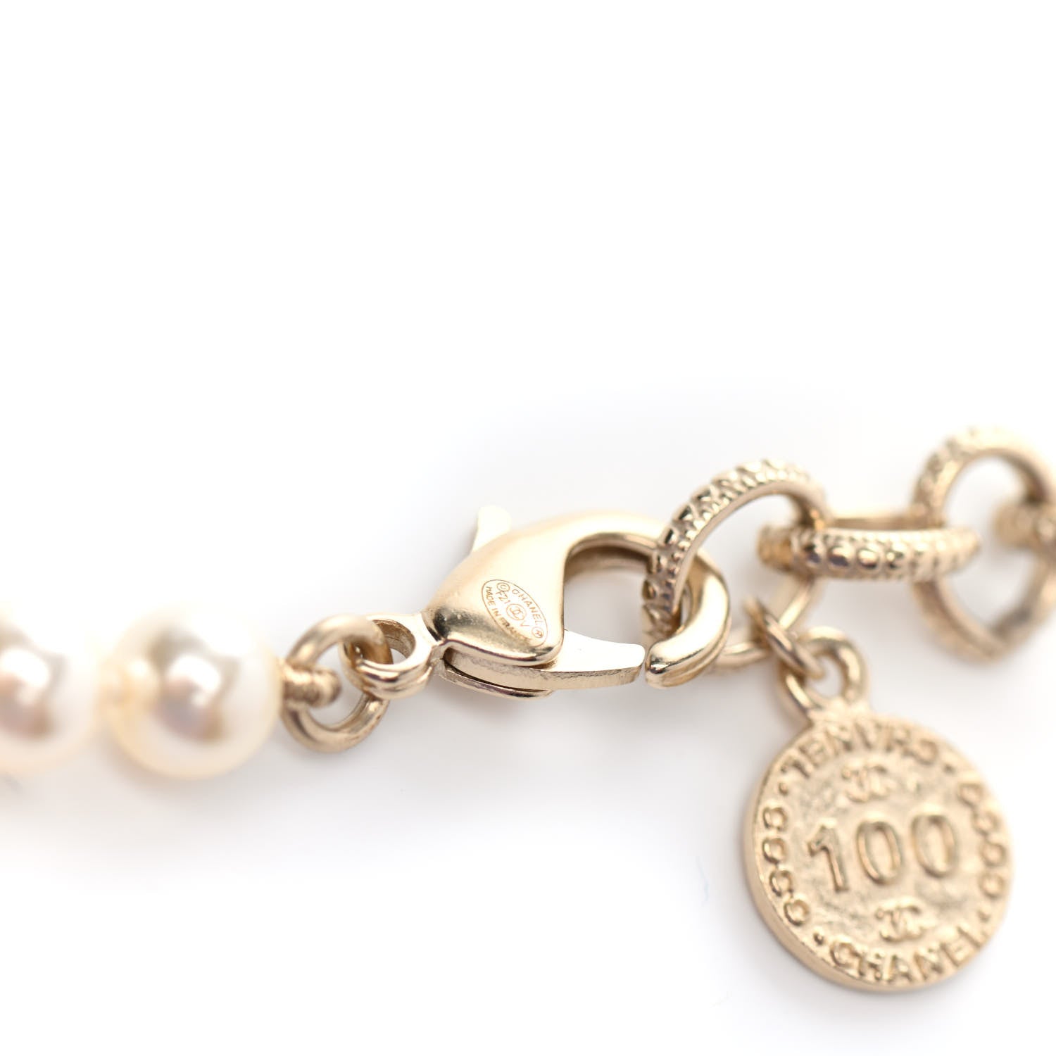 Chanel Pearl CC 100th Anniversary Necklace Light Gold 4 of 4