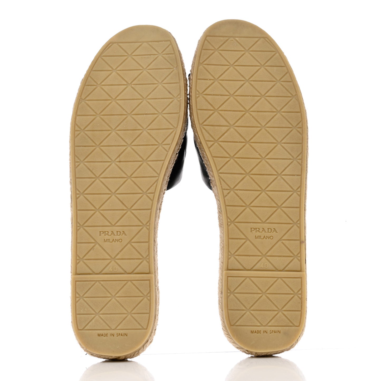 Nappa Logo Quilted Espadrille 20mm Slide Sandals 40 Black