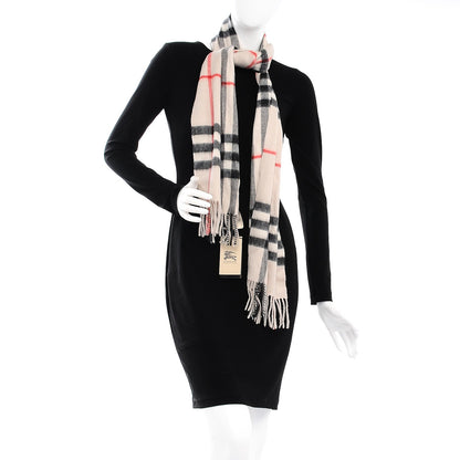Burberry Cashmere Classic Check Fringe Scarf Stone 2 of 4