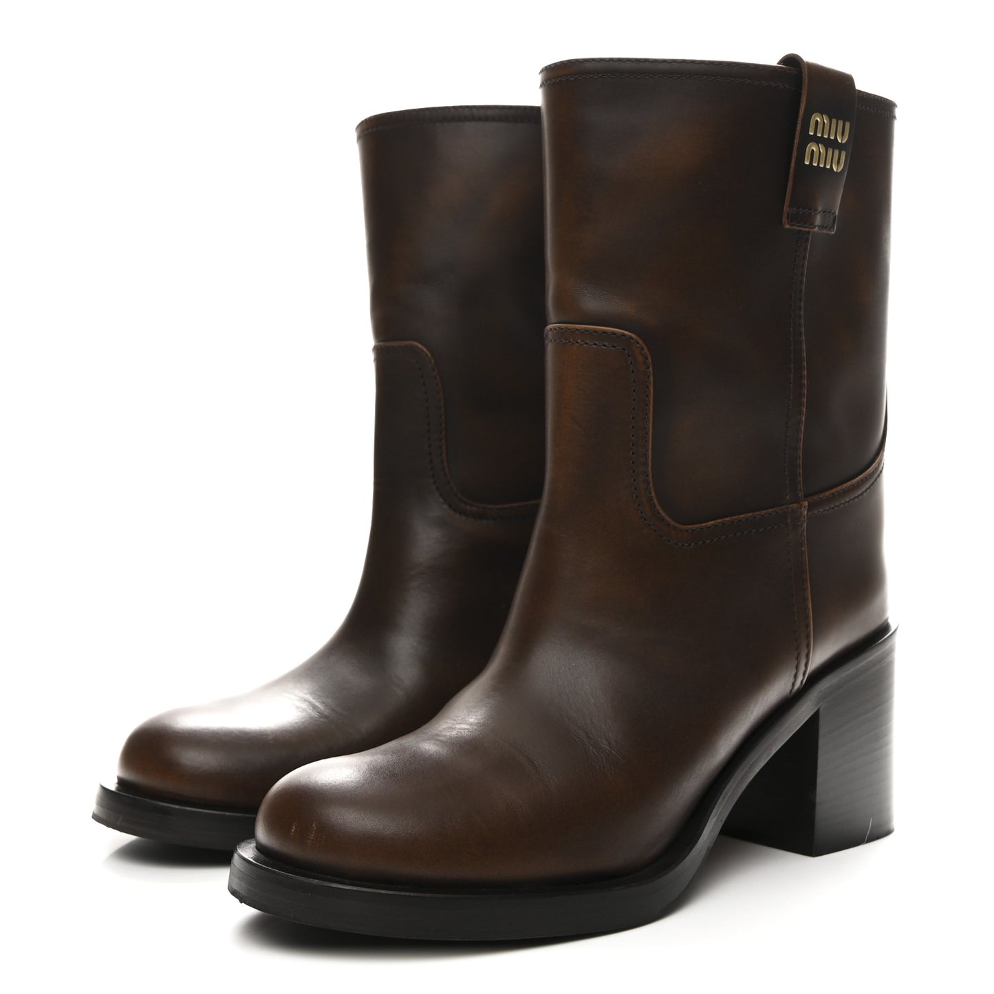 Vitello Fume Moto Booties 38.5 Bruciato