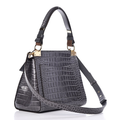 Givenchy Calfskin Crocodile Embossed Small Mystic Shoulder Bag Storm Grey 3 of 9