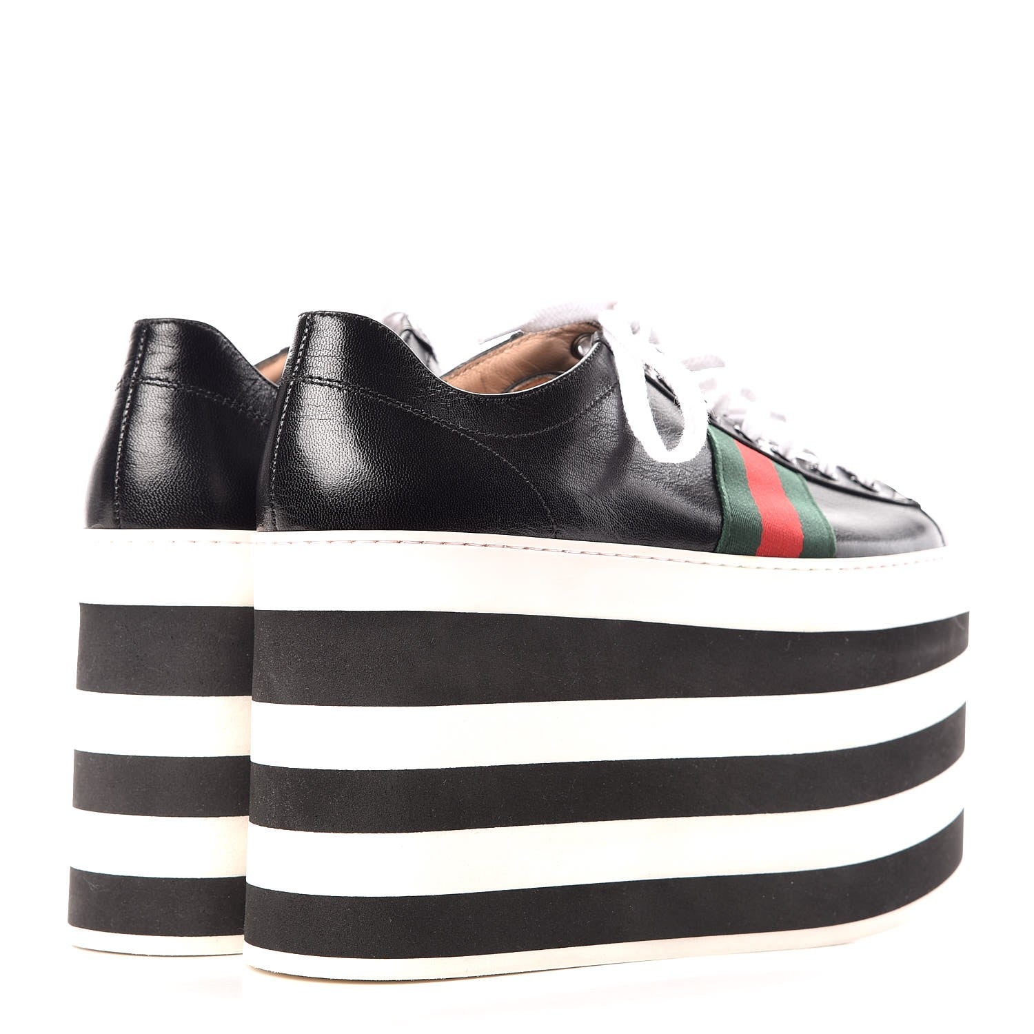 Gucci Malaga Kid Peggy Platform Sneakers 37 Black White 4 of 9