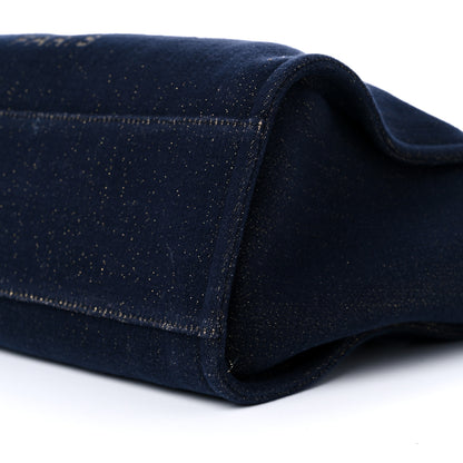 Chanel Lurex Canvas Medium Deauville Tote Navy Blue Gold 9 of 10