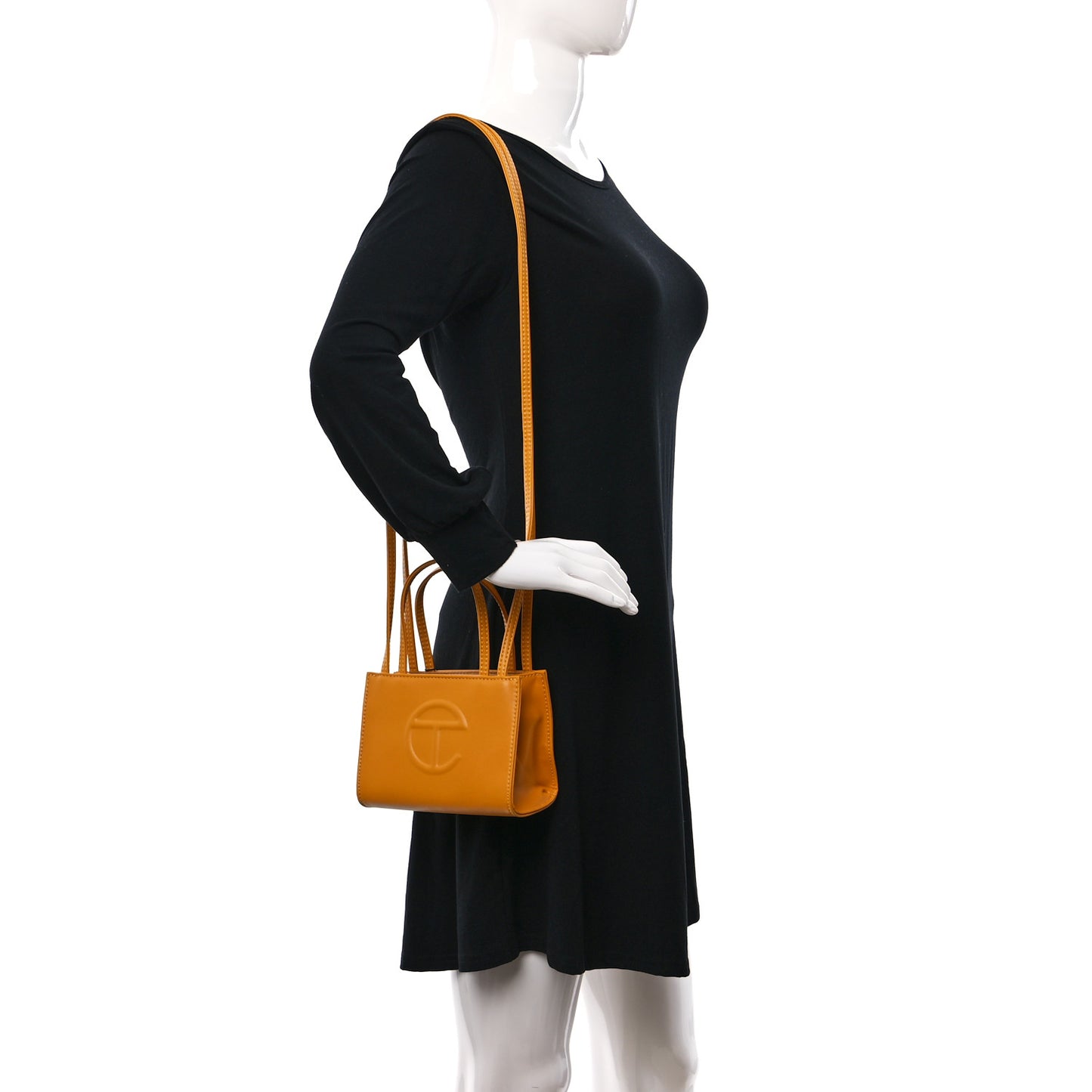 Vegan Leather Small Shopping Bag Mustard