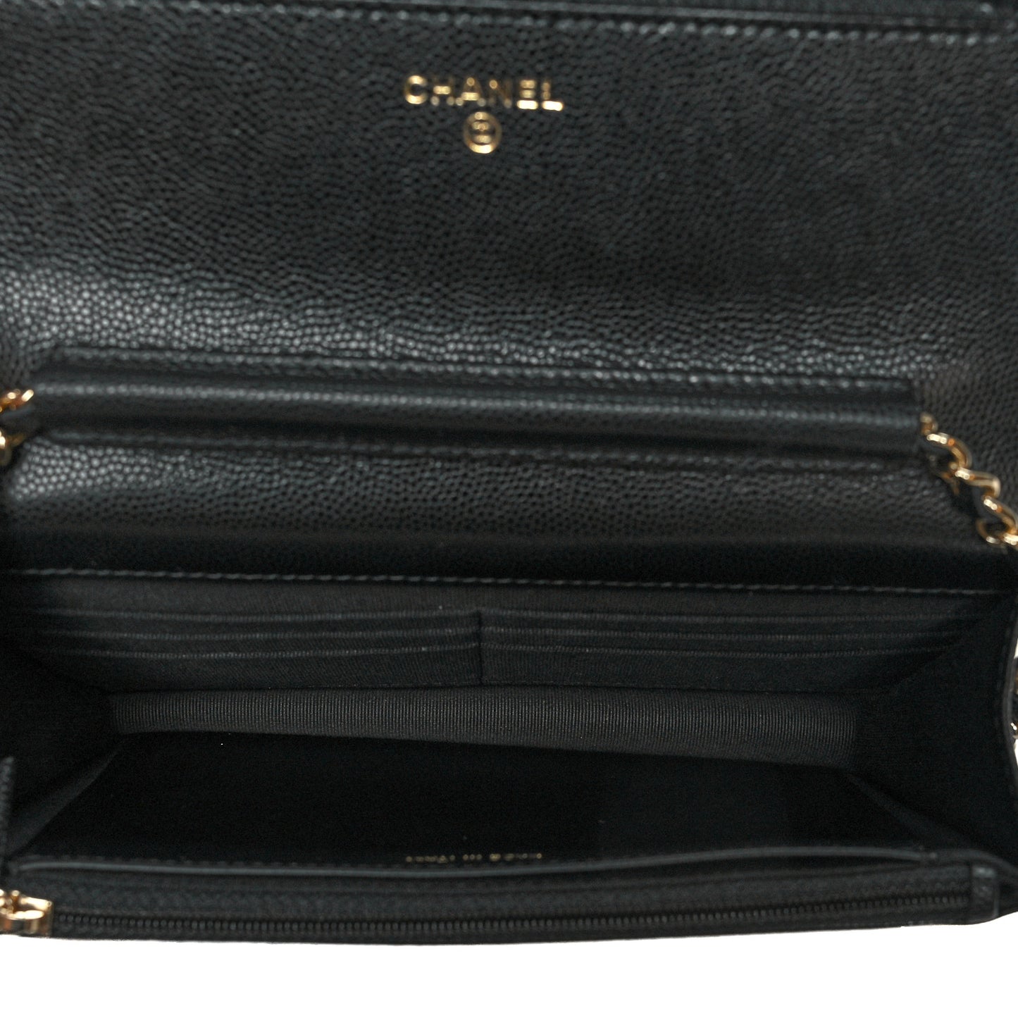 Caviar Quilted Crystal CC Wallet On Chain WOC Black