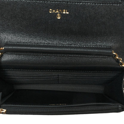 Chanel Caviar Quilted Crystal CC Wallet On Chain WOC Black 5 of 11