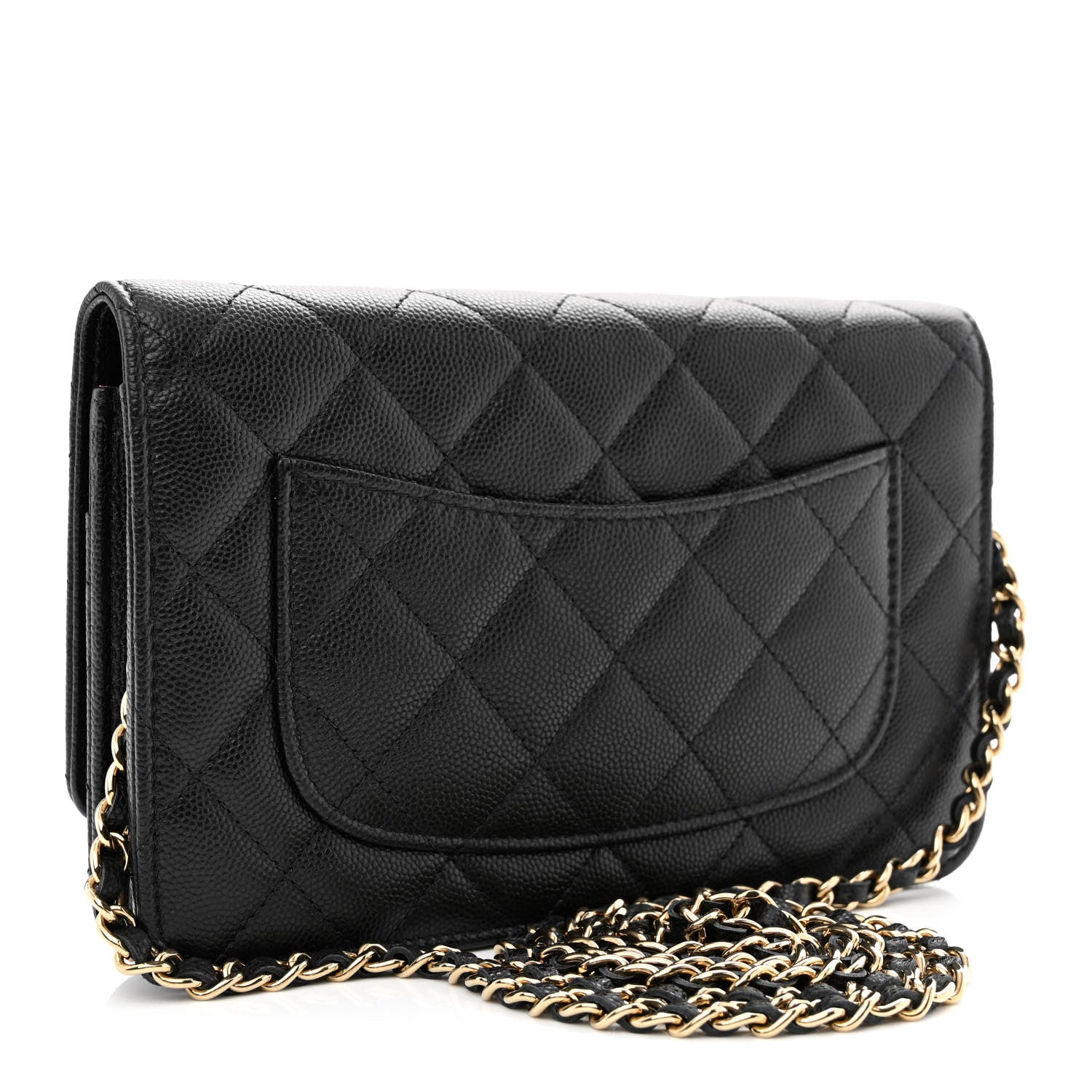 Chanel Caviar Quilted Perforated Metal CC Wallet On Chain WOC Black 3 of 13