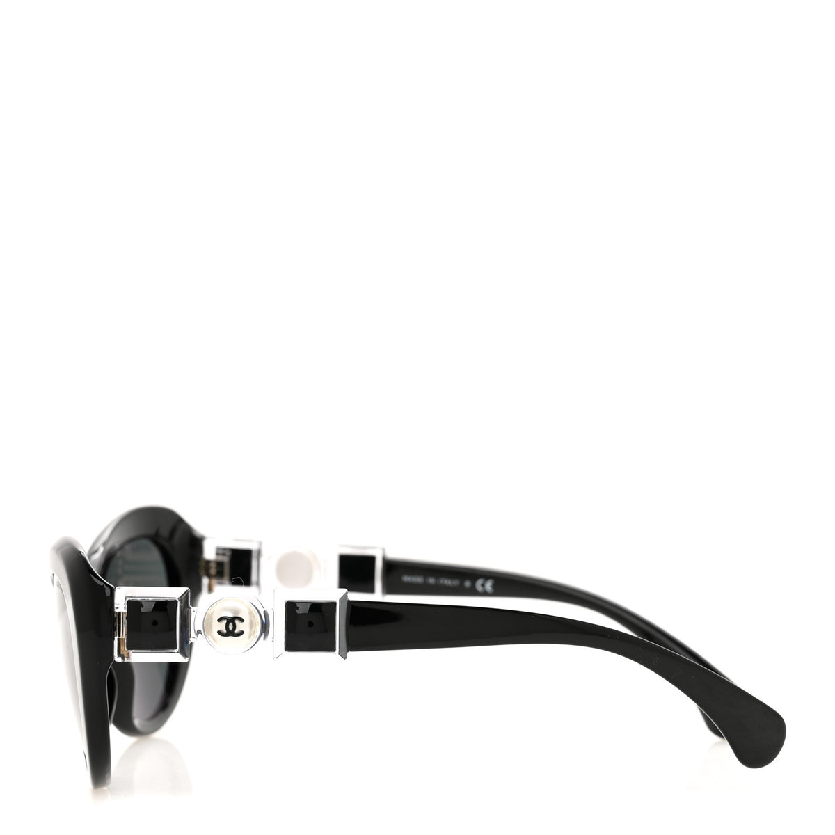 Acetate Glass Pearls Cat Eye Sunglasses 5443-H Black