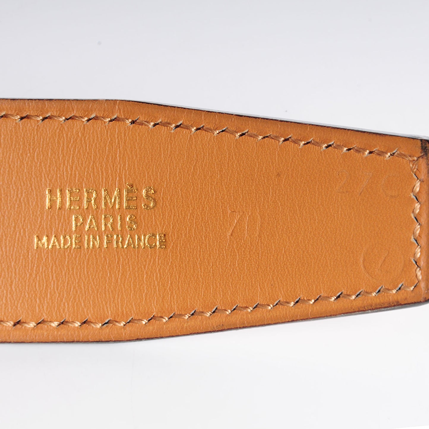 Ostrich Vache Natural 32mm Polished H Constance Belt 70 Gold
