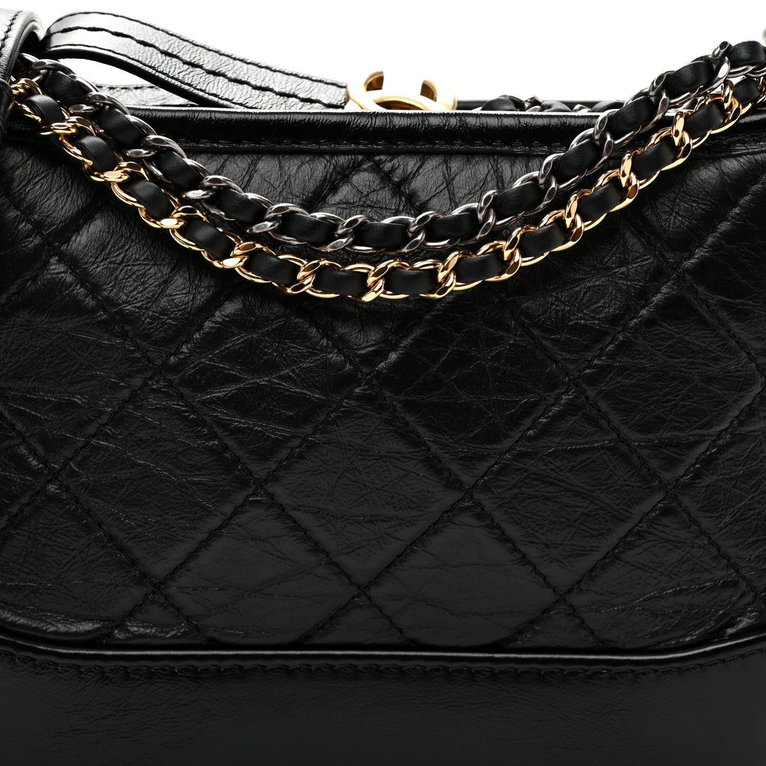 Chanel Aged Calfskin Quilted Small Gabrielle Hobo Black 8 of 10