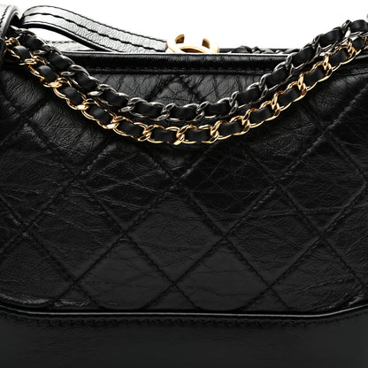 Chanel Aged Calfskin Quilted Small Gabrielle Hobo Black 8 of 10