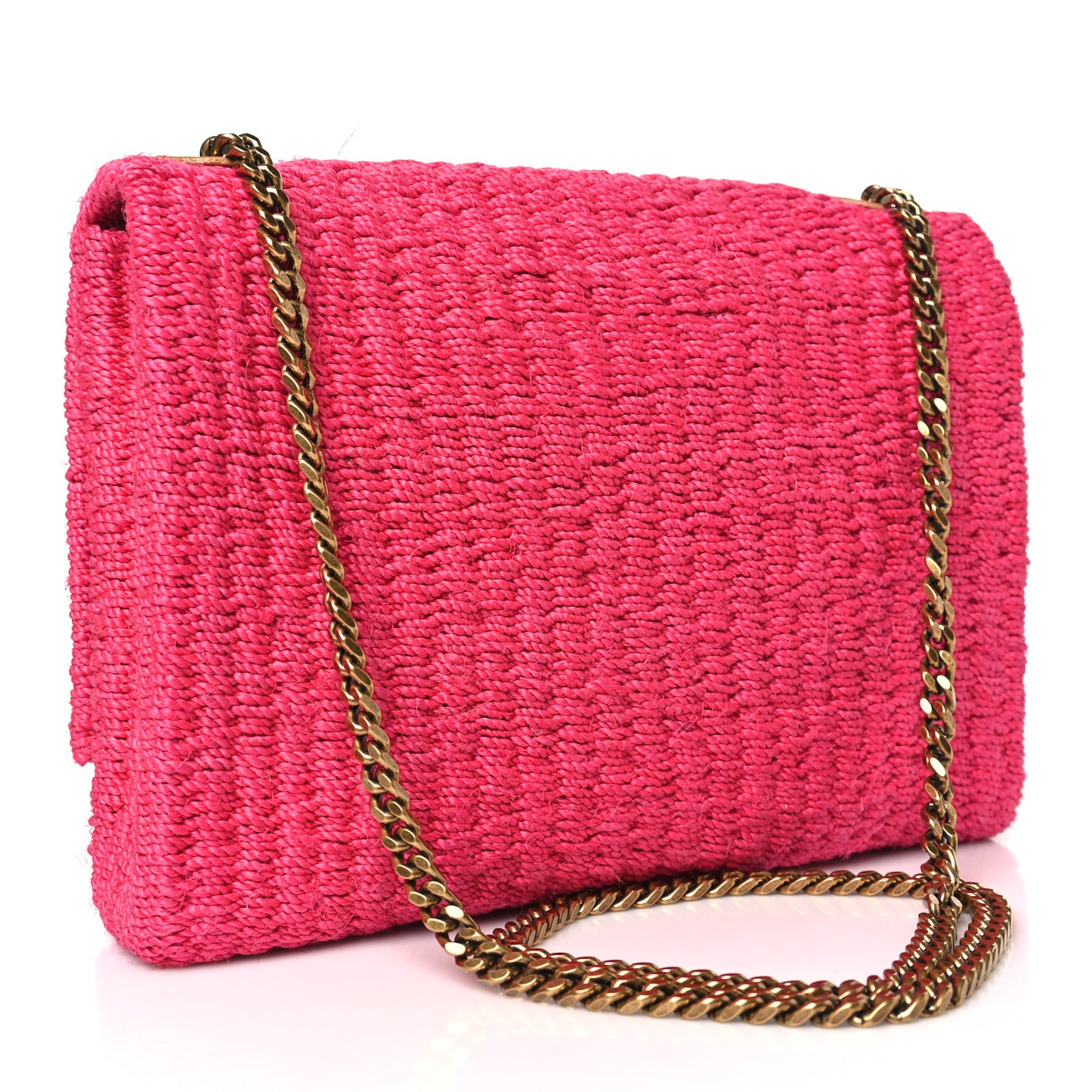 Raffia Medium Monogram Kate Satchel Pink